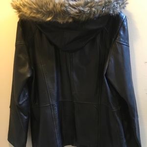 Genuine Lambskin Jacket with Faux Fur Hood